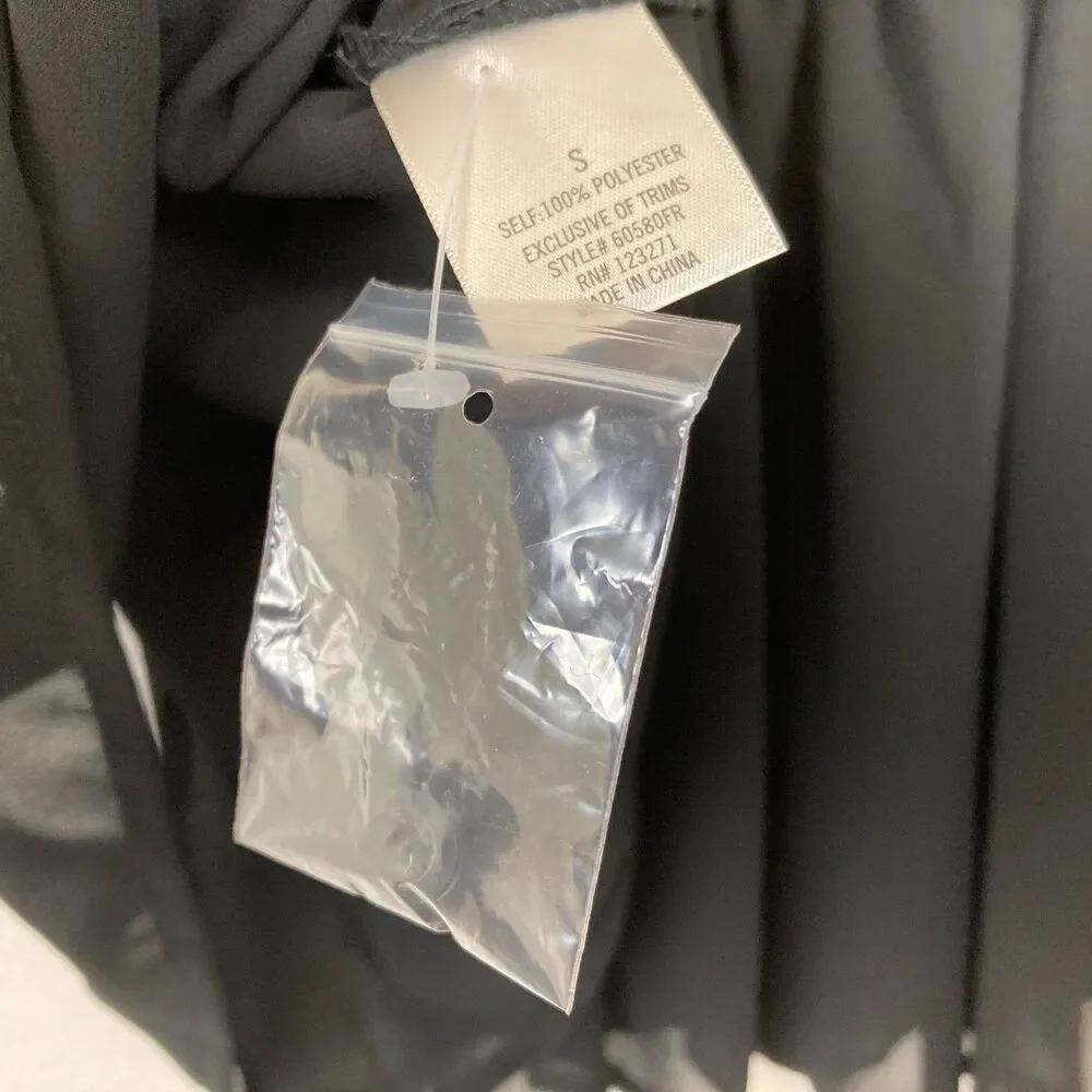 Mi Ami Women's Smocked Peasant Blouse Size S Black Sheer Sleeves